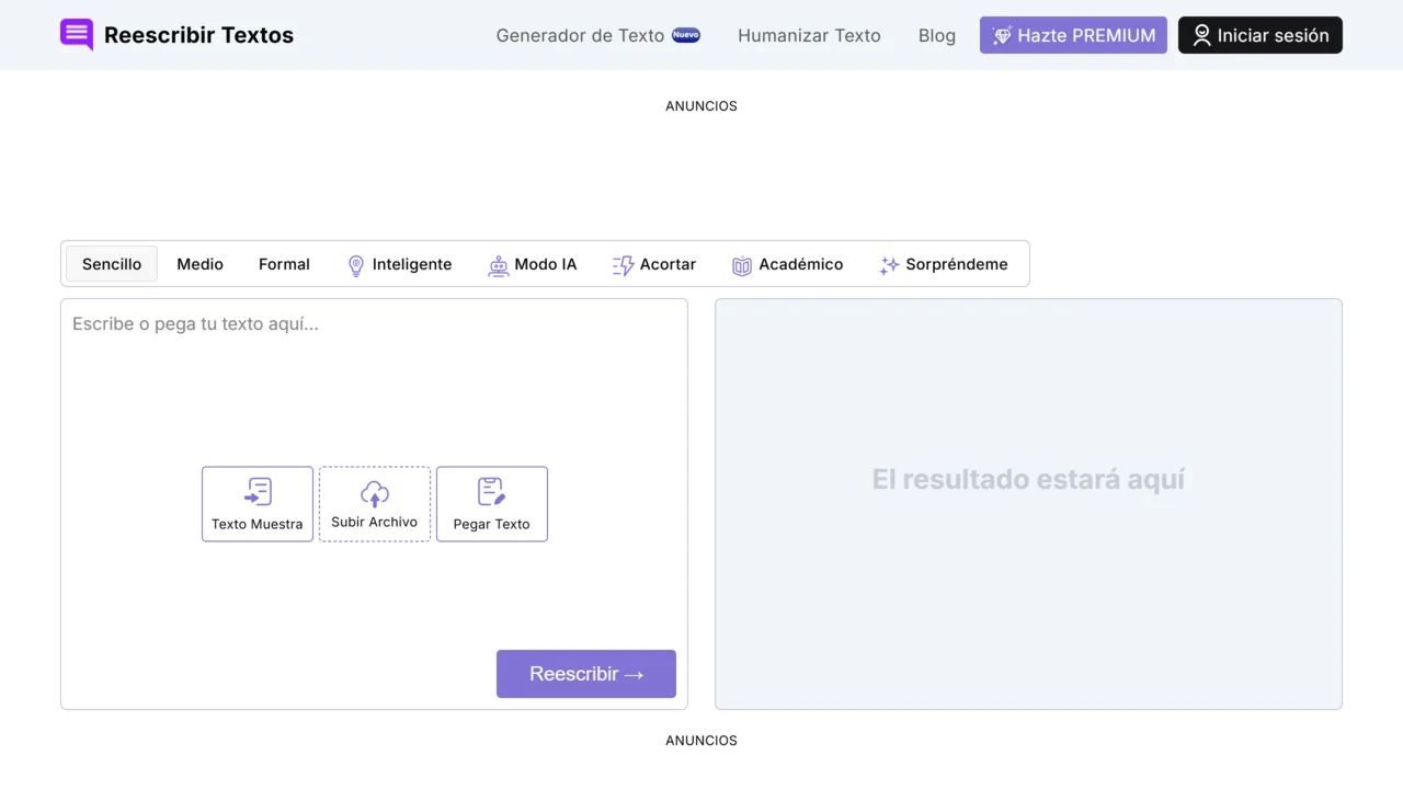 Reescribir Textos - Cambiador de Palabras