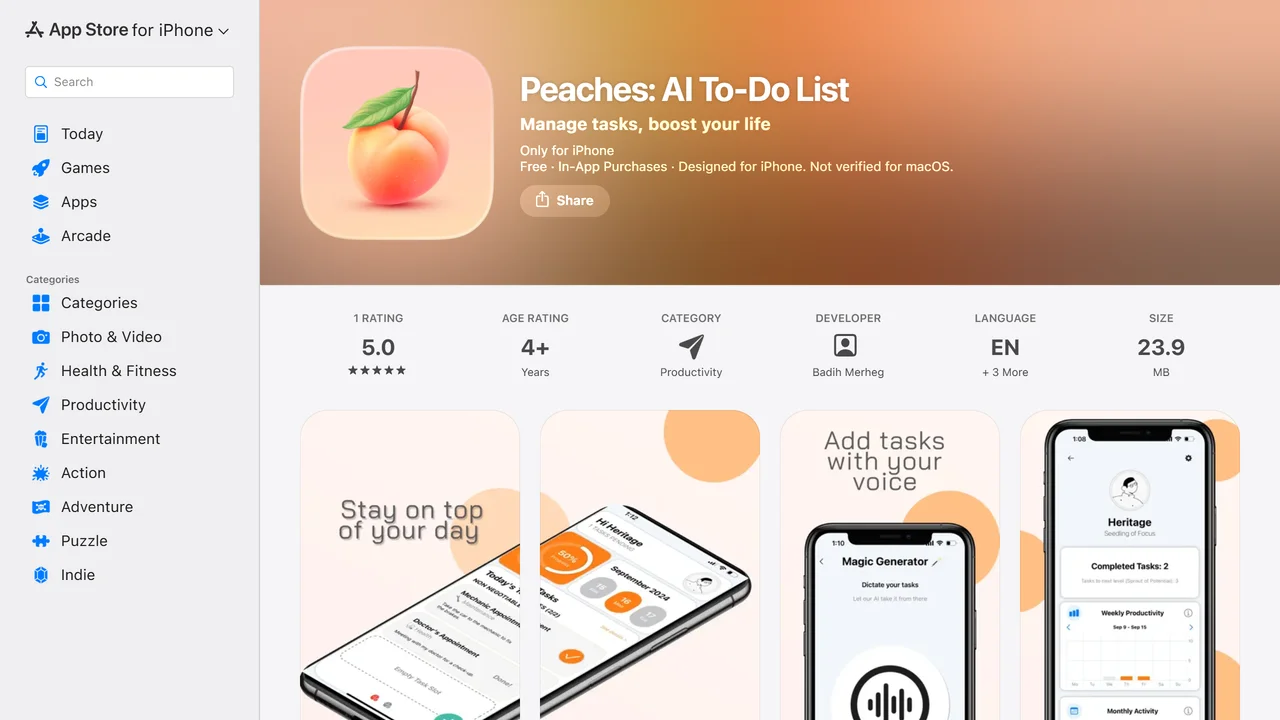Peaches: AI To-Do List