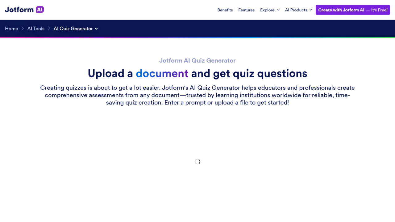Jotform AI Quiz Generator
