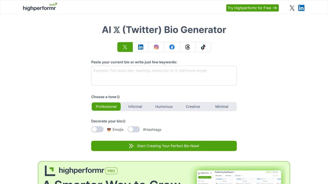 HighPerformer Social Bio