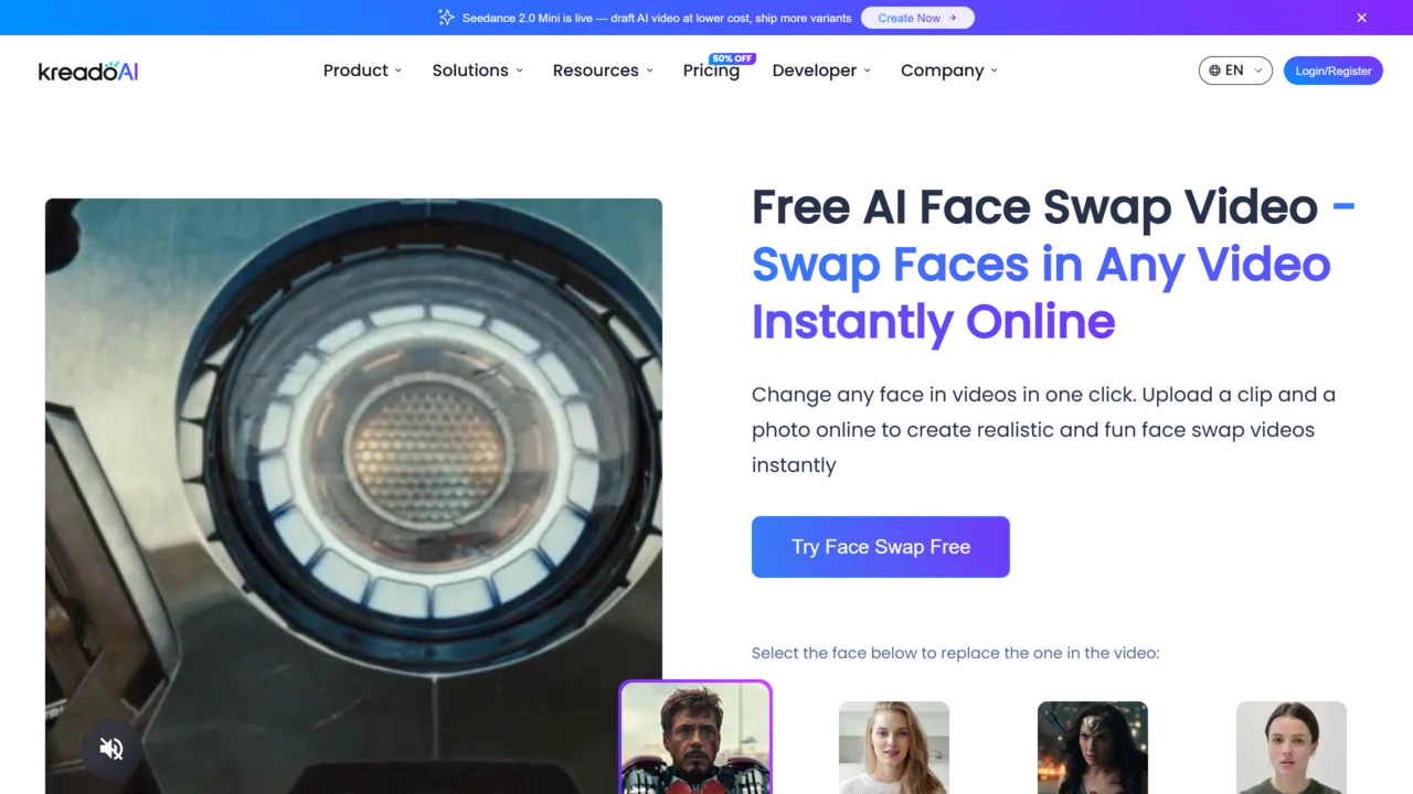 KreadoAI Video Face Swap