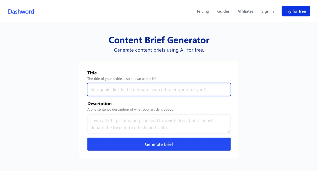Free Content Brief Generator + Template