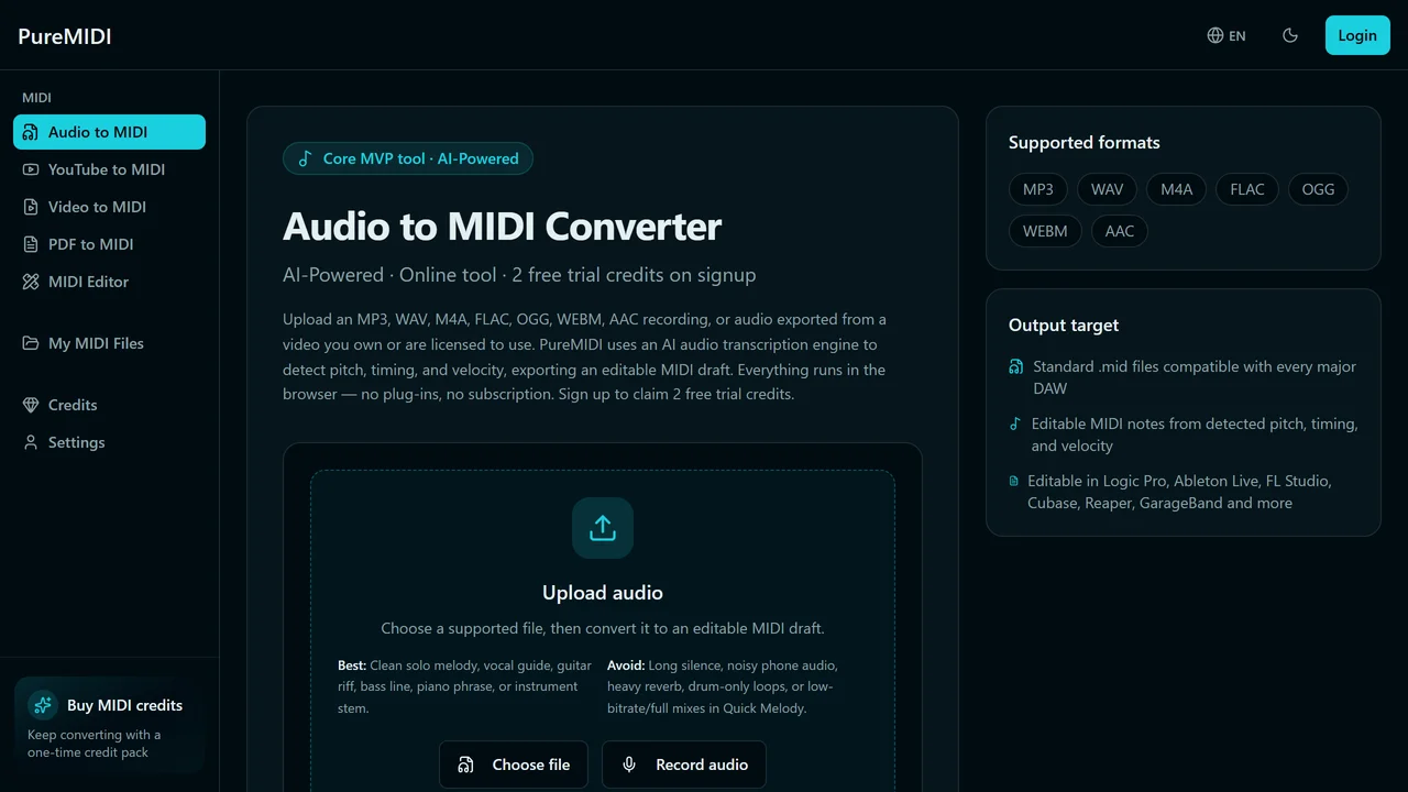 PureMIDI | Audio to MIDI
