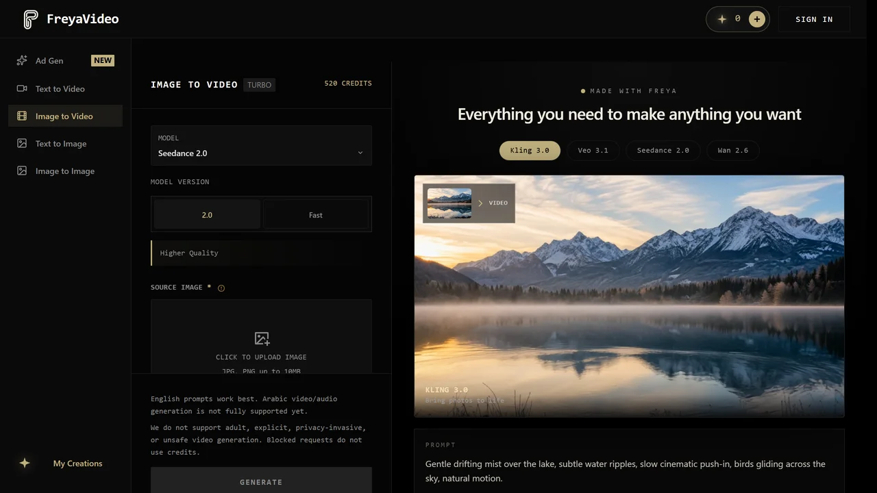 FreyaVideo - Image to Video AI Generator