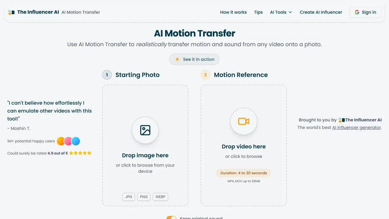 AI Motion Transfer by The Influencer AI