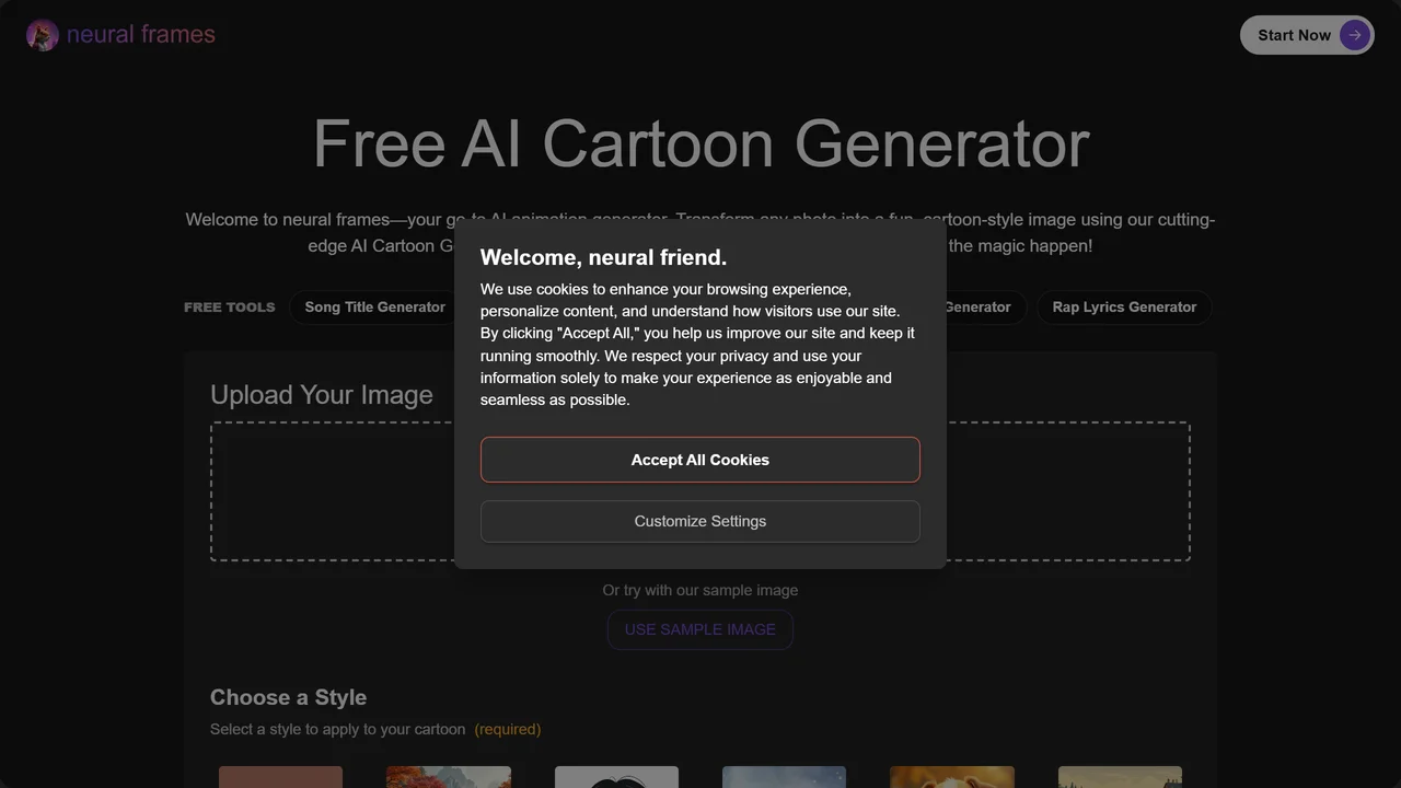 Neural Frames Cartoon Generator