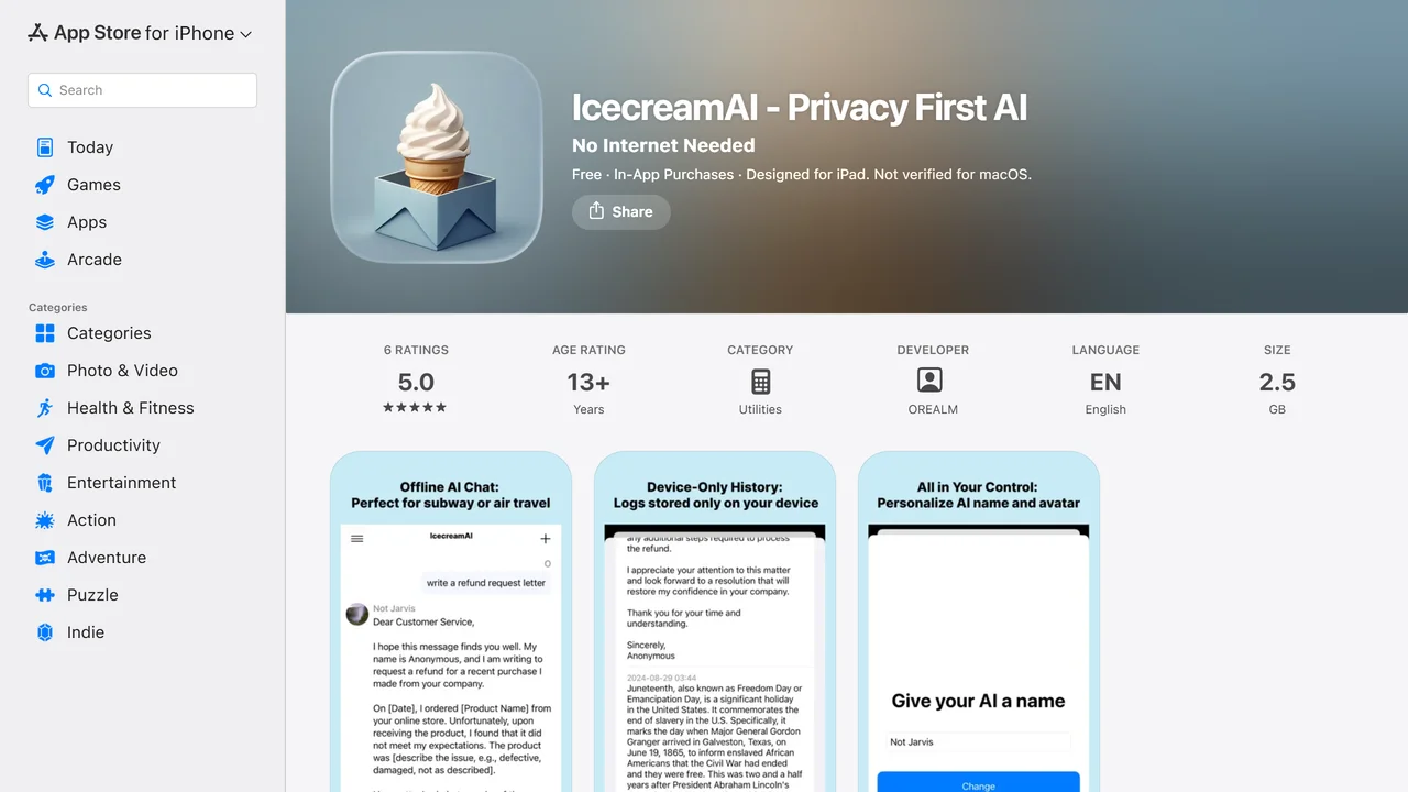 IcecreamAI - Privacy First AI