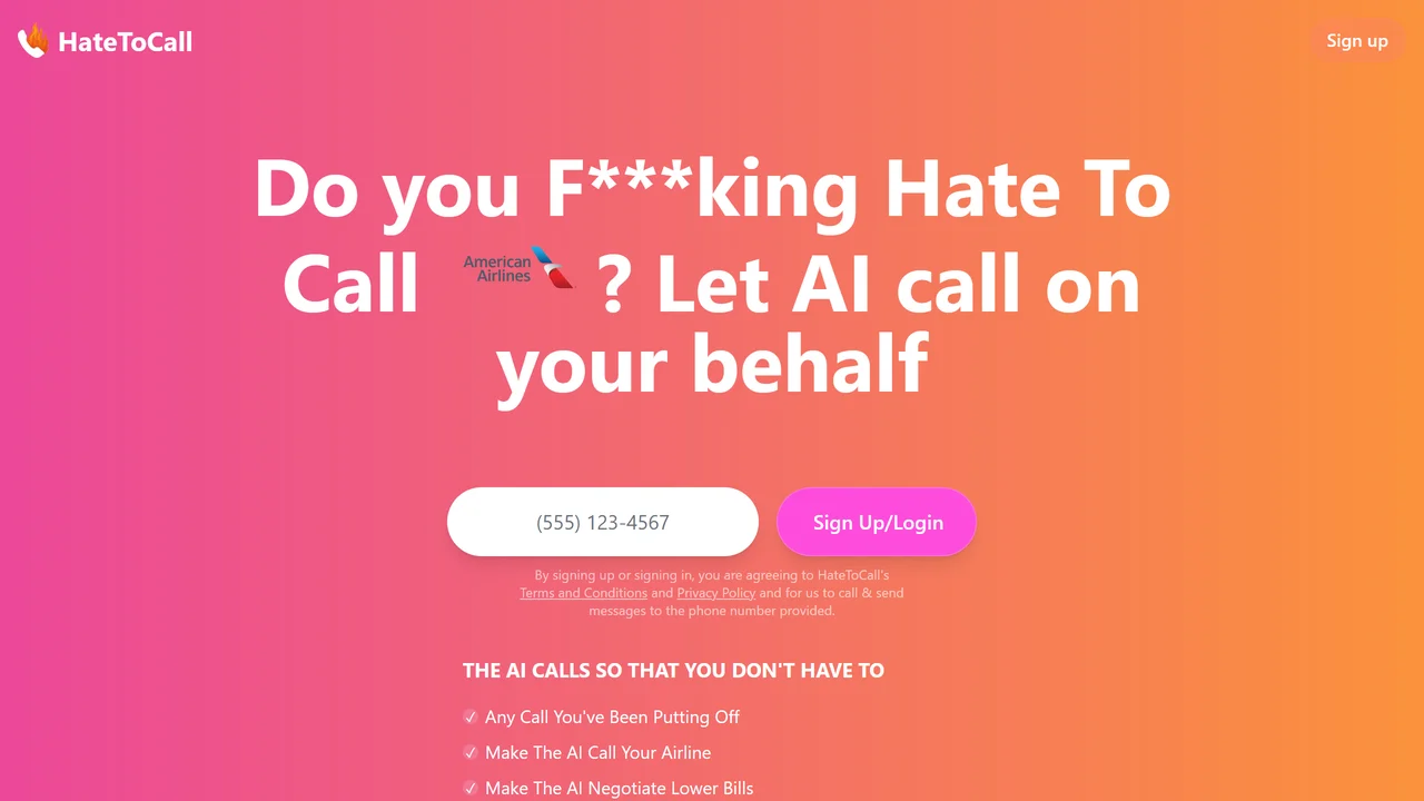 HateToCall.com
