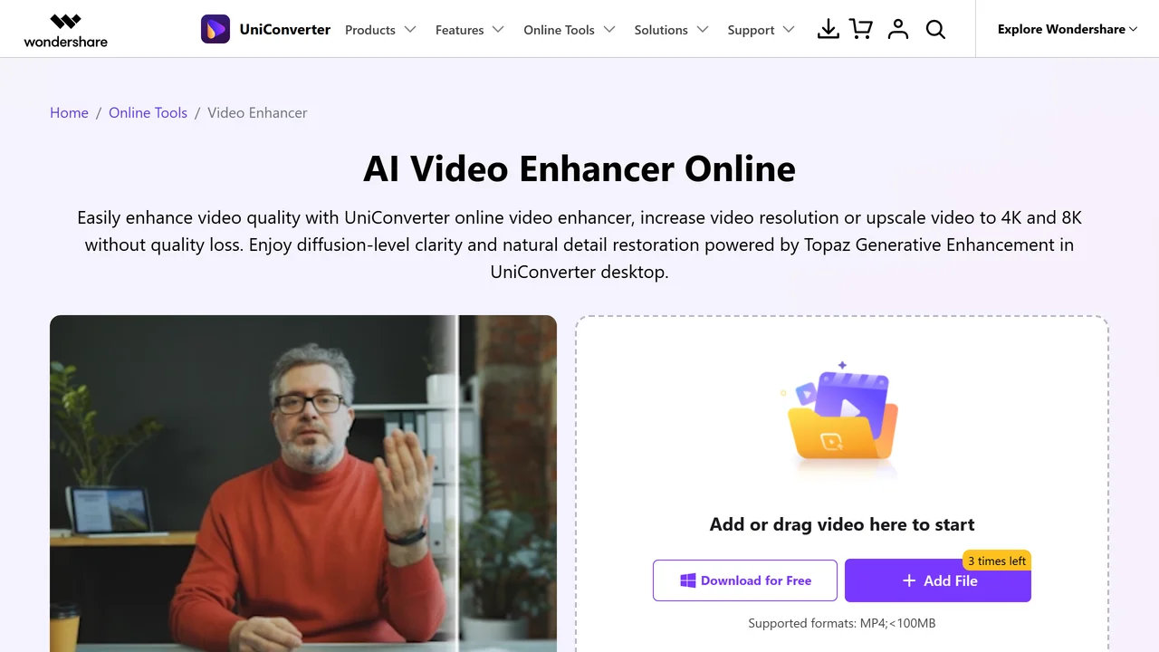 Uniconverter AI Video Enhancer