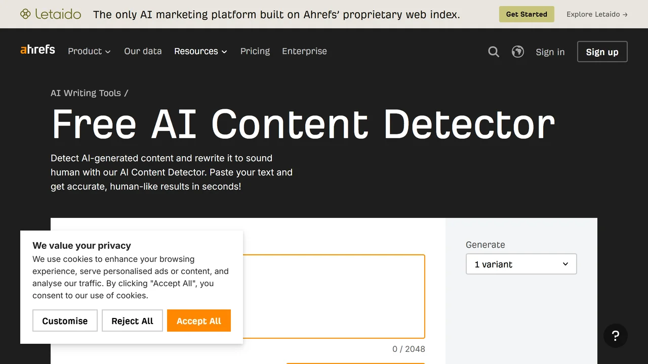 Ahrefs AI Content Detector