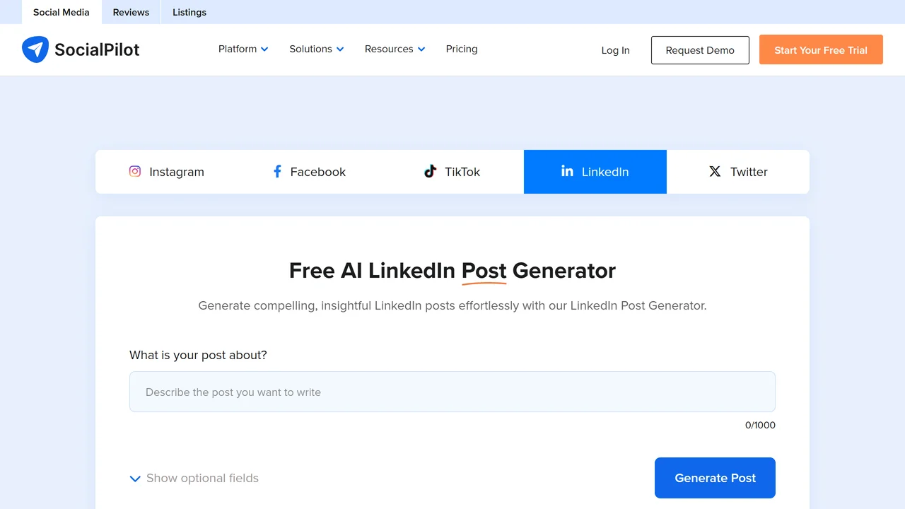 SocialPilot Linkedin Post