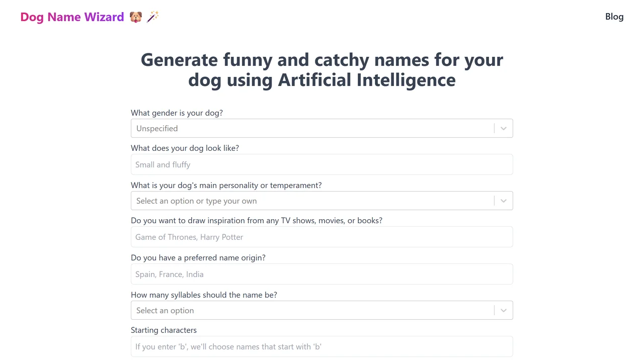 Dog Name Wizard