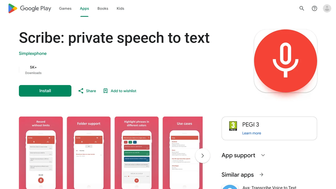Scribe speech to text