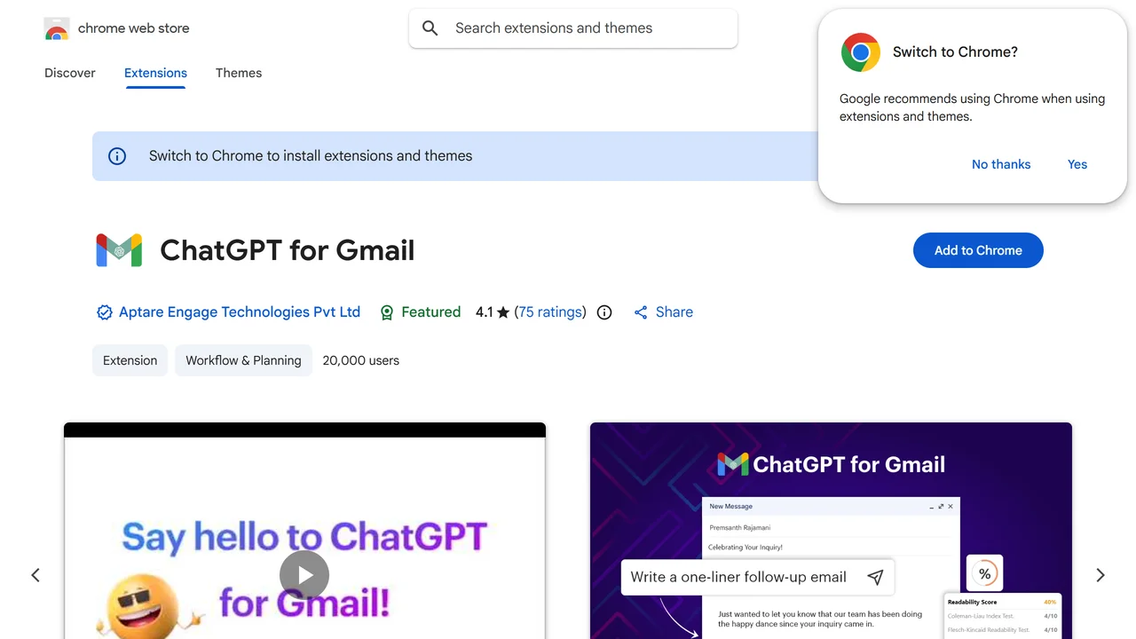 ChatGPT for Gmail
