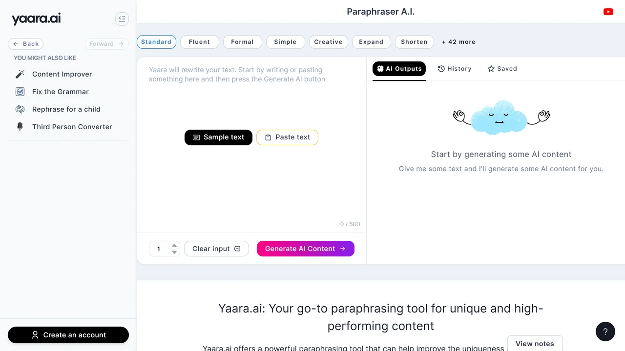 Yaara AI Paraphrasing Tool