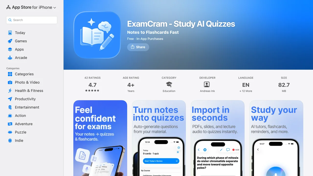 ExamCram - AI Quizzes