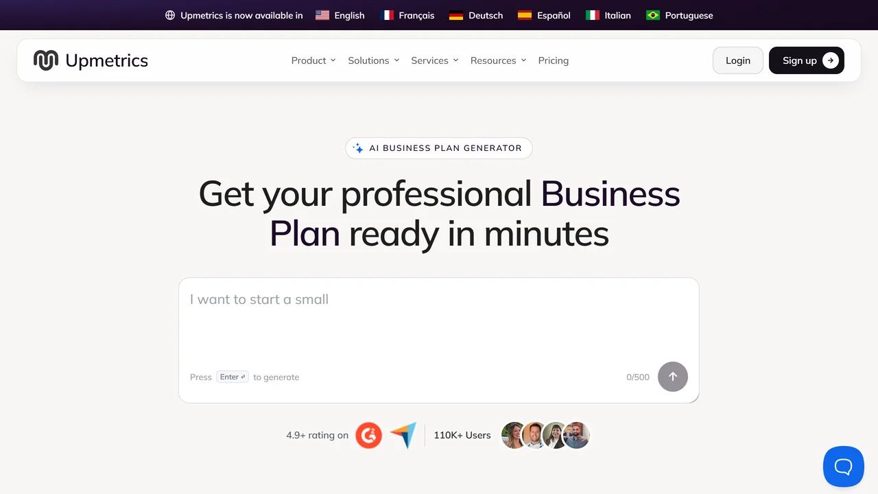 AI Business Plan Generator - Upmetrics