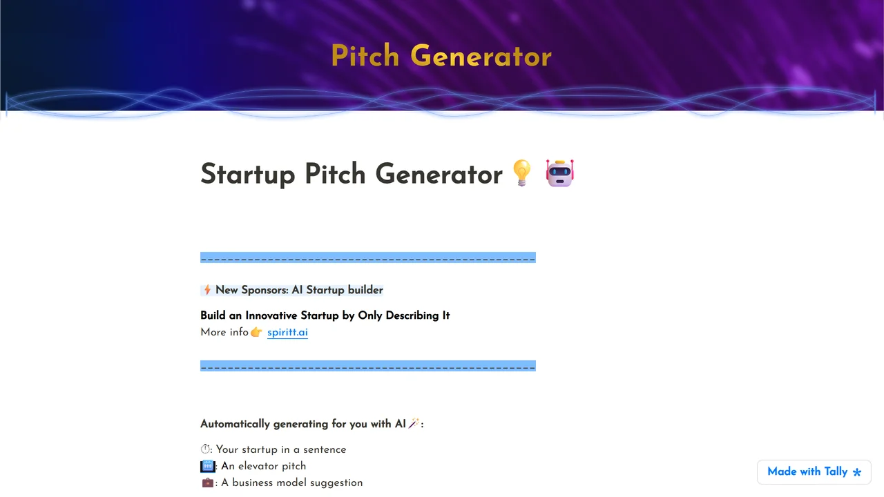 Startup Pitch Generator