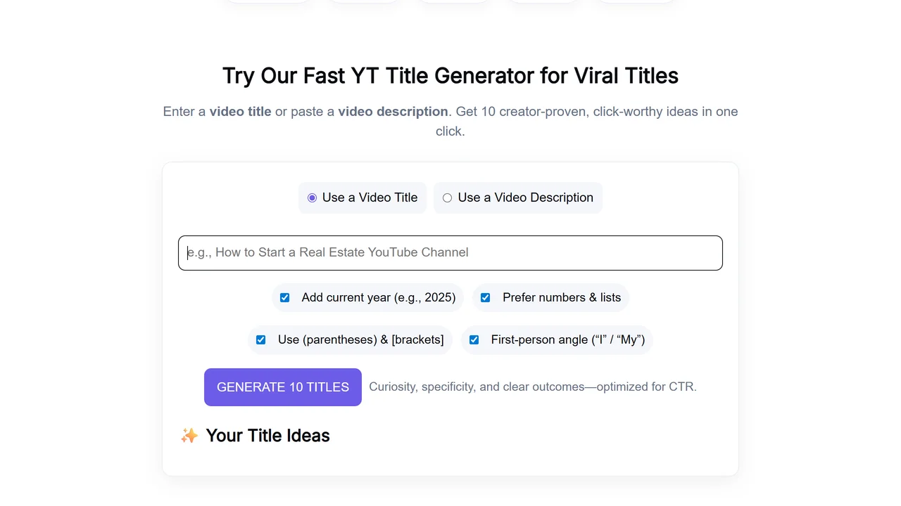 AI YouTube Title Generator - PackaPop