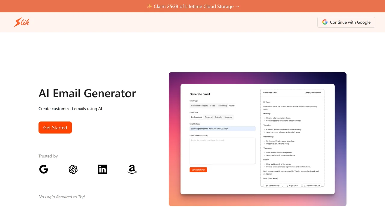 SlikSafe Email Generator