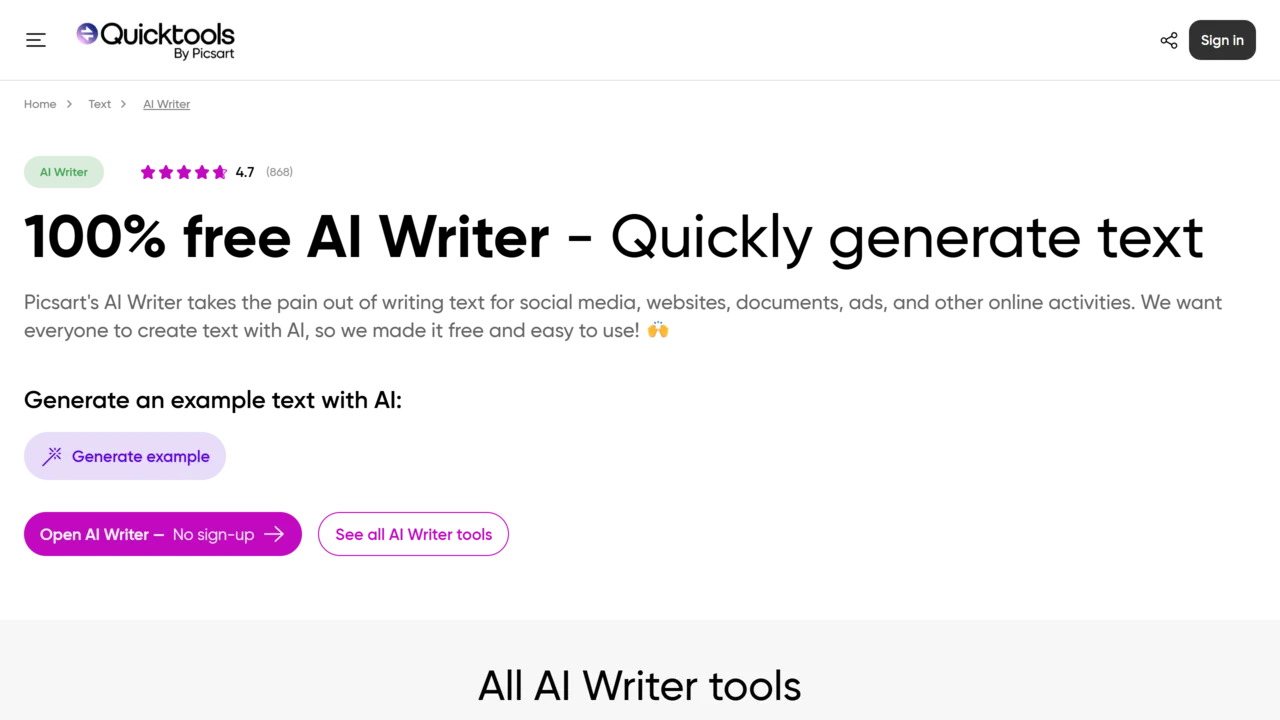 AI Writer by Picsart