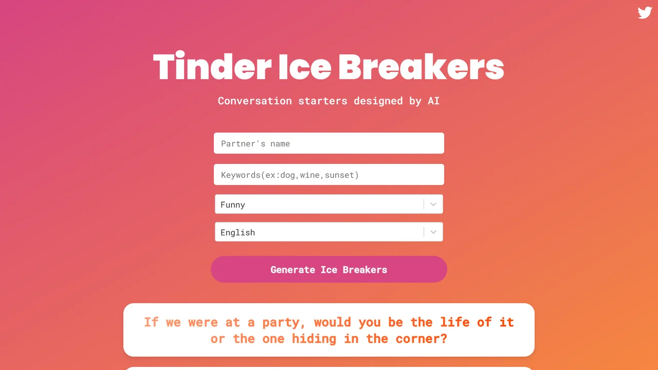 Tinder Ice Breakers AI