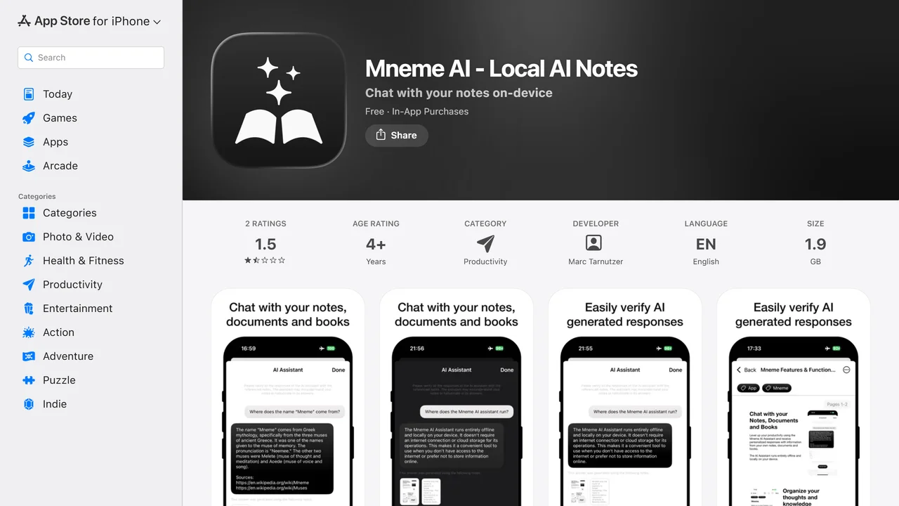Mneme AI - Local AI Notes App