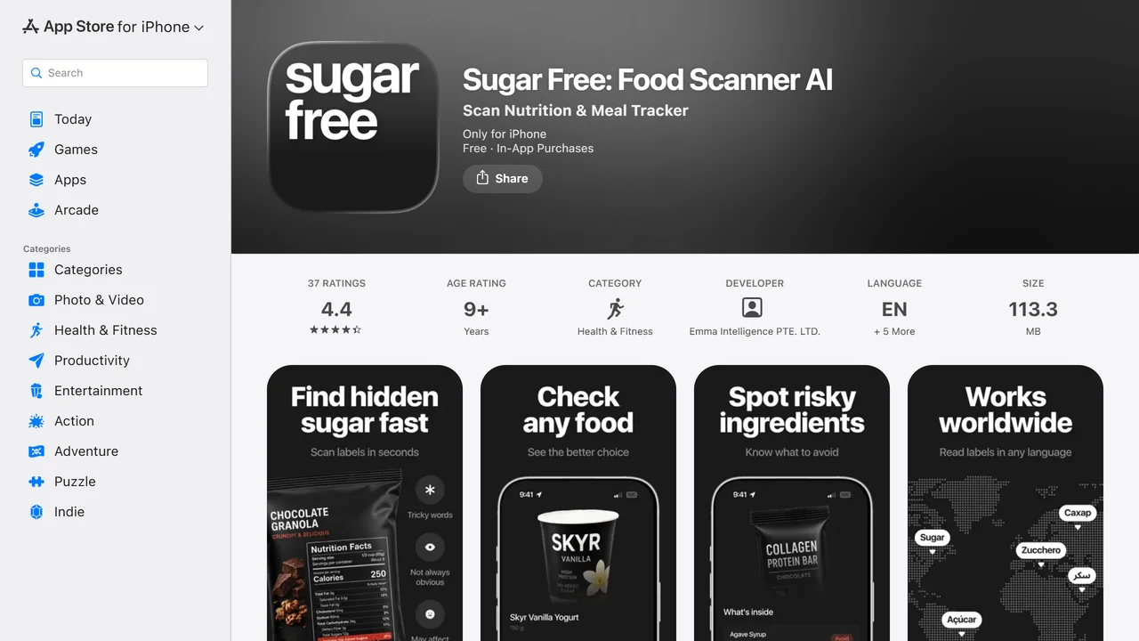 Sugar Free: Food Scanner