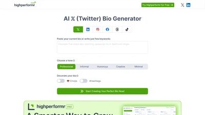 HighPerformer Social Bio