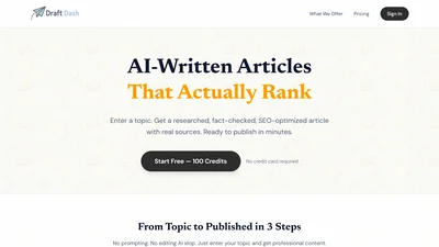 Draft Dash - AI Article Writer with Real Sources