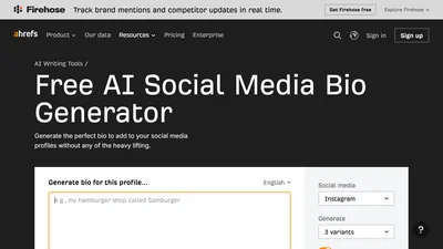 Ahrefs Social Media Bio Generator